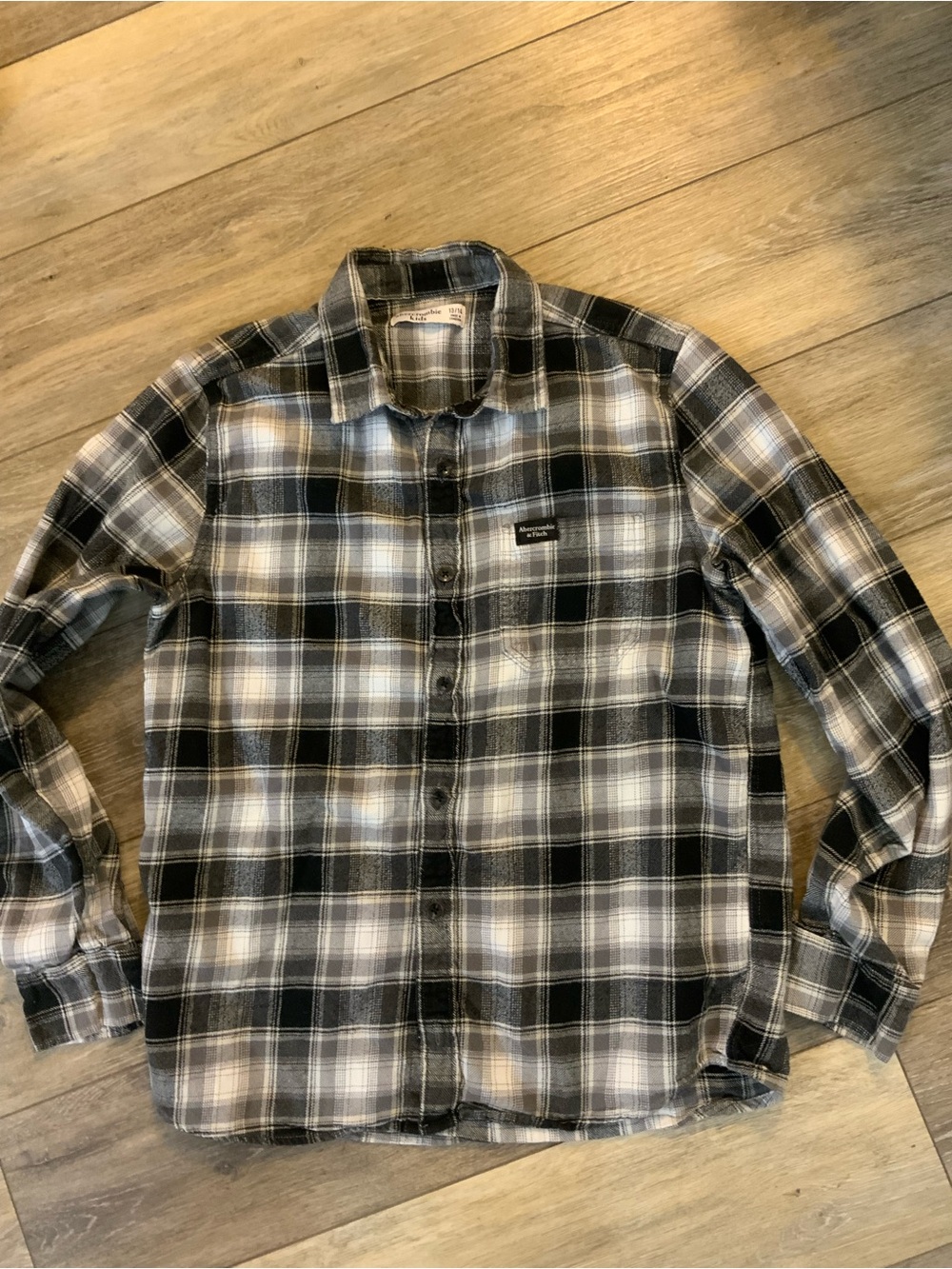 Abercrombie & Fitch Black and White Plaid Button-Down Shirt